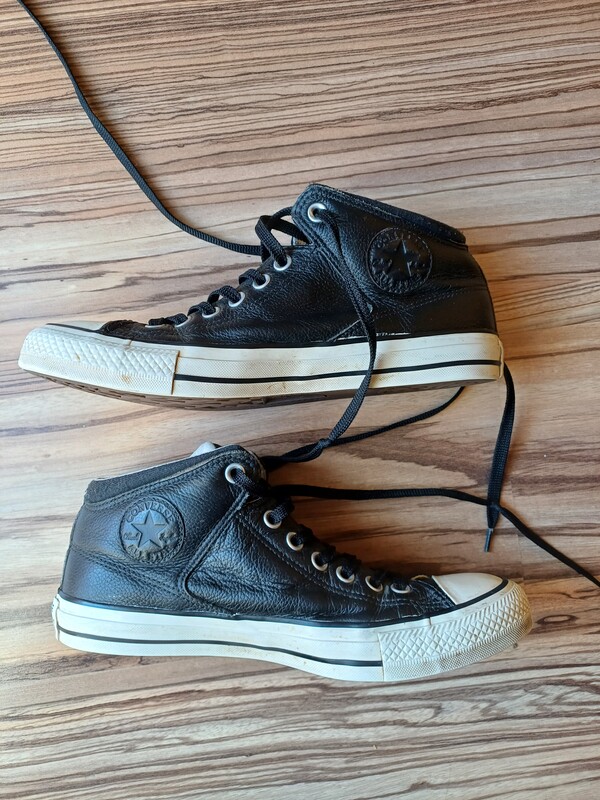 Elbląg Converse rozmiar 41 skórzane trampki wysokie, długość wkładki 26 cm, stan doskonały unisex
