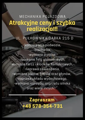 Elbląg Konserwacja podwozia, Szybkie terminy, Atrakcyjne ceny!
Zapraszam! 
Elbląg pułkownika Dąbka 215D