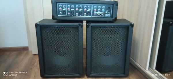 Elbląg Sprzedam kolumny estradowe 2x 120 wat w komplecie z wzmacniaczem, kable duży jack 2x 1,5 m. + 2x 5m. +dwa