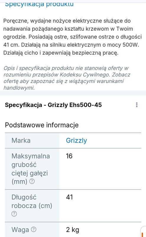 Elbląg Sprzedam używane jak nowe.
Elektryczne nożyce do żywopłotu GRIZZLY EHS 500-45.
Ostrze szlifowane- długość