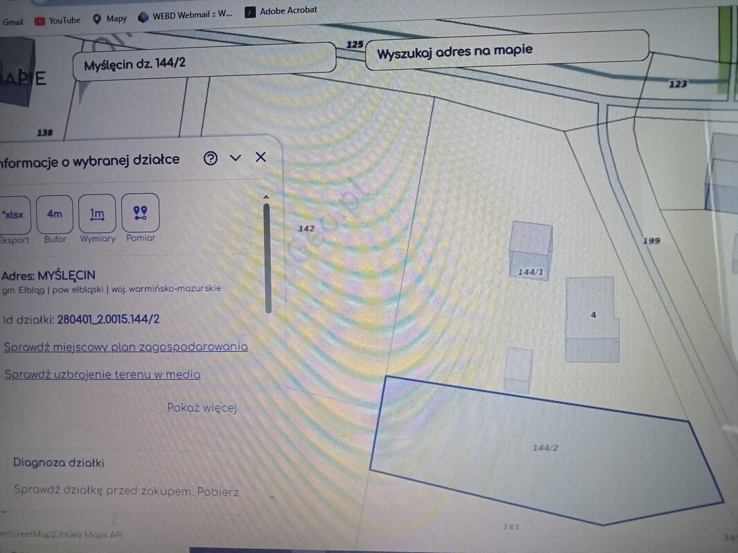 Elbląg Działka budowlana Myślęcin okolice Elbląga