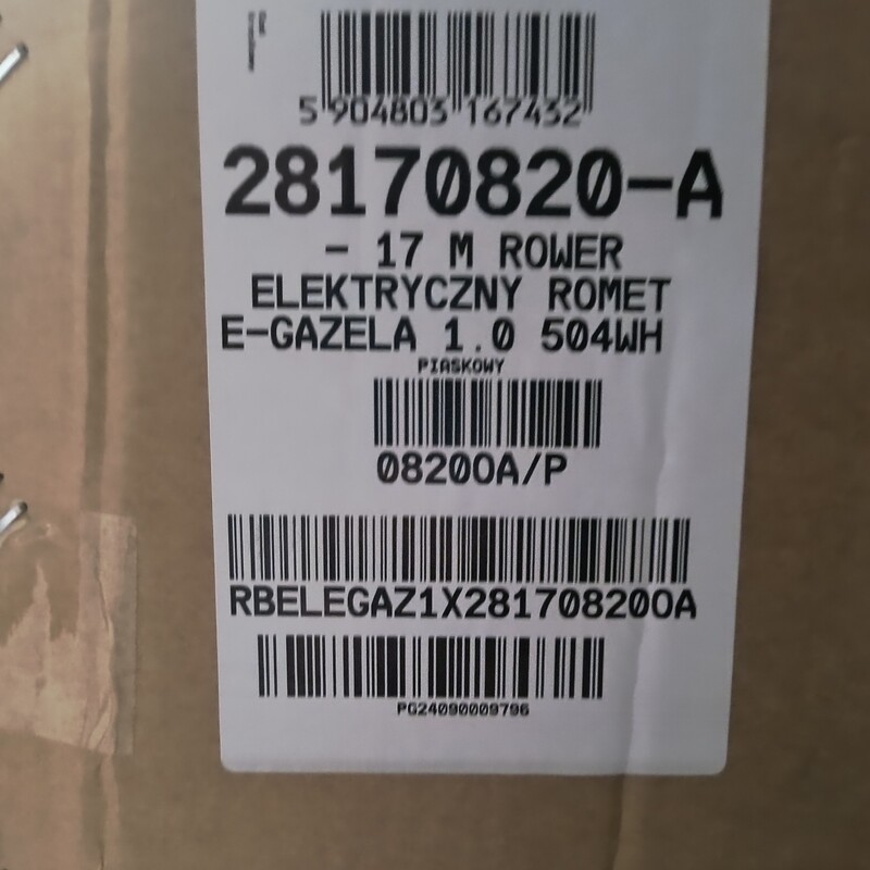 Elbląg Romet E-Gazela 1.0 Piaskowy 17M 504WH 28 cali NOWY
Sprzedam rozpakowany w celu naładowania baterii, rower