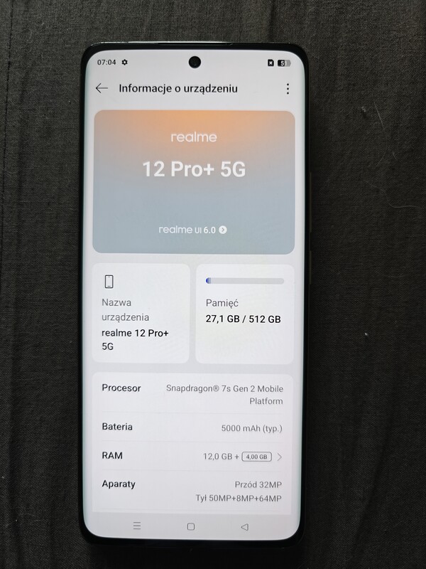 Elbląg Sprzedam telefon REALME 12 Pro+ w najmocniejszej wersji 12GB/512GB Telefon na gwarancji jeszcze.
Telefon jest