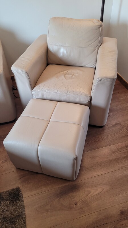 Elbląg Sofa, fotel, puf KLER/VERO skóra naturalna, beż