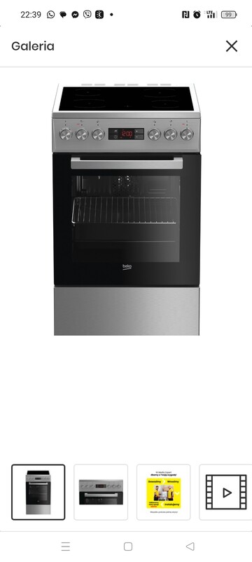 Elbląg Sprzedam kuchenkę elektryczną marki Beko, nowa, elektryczna, 50,płyta grzewcza ceramiczna, termoobieg, grill,