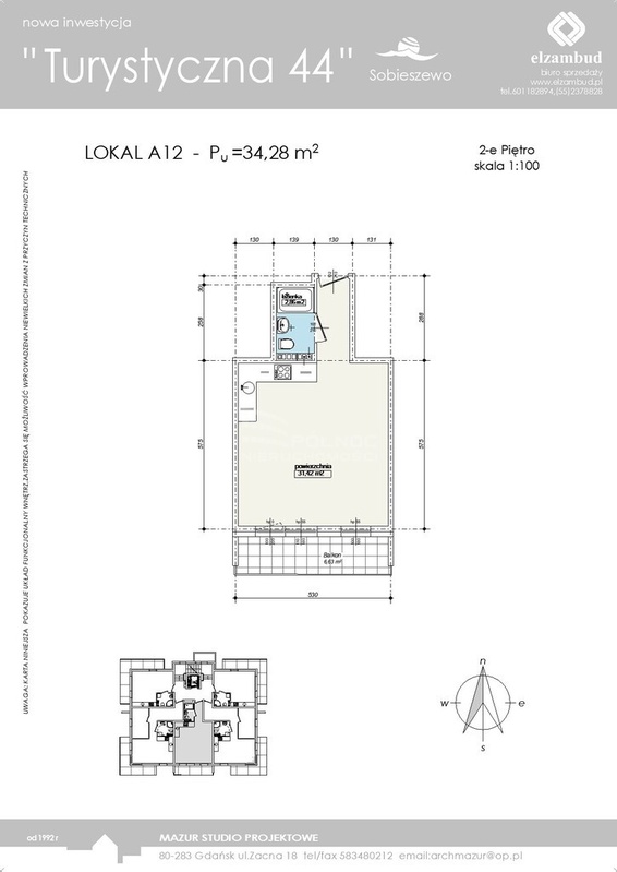 Elbląg PÓŁNOC NIERUCHOMOŚCISprzedam lokal użytkowy - Gdańsk, Turystyczna. Na sprzedaż lokal A12 o powierzchni