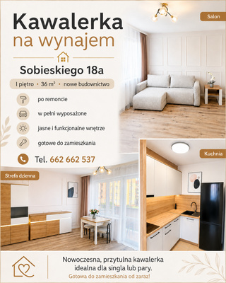 Elbląg Wynajmę komfortową kawalerkę w Elblągu (Nad Jarem) o pow. 36 m2 z dużym balkonem 🏙️