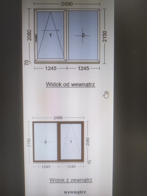 Elbląg Nowe okno / drzwi balkonowe  przesuwne PSK otwierane na prawo o wymiarach szerokość: 2490x2080+70 poszerzenie
