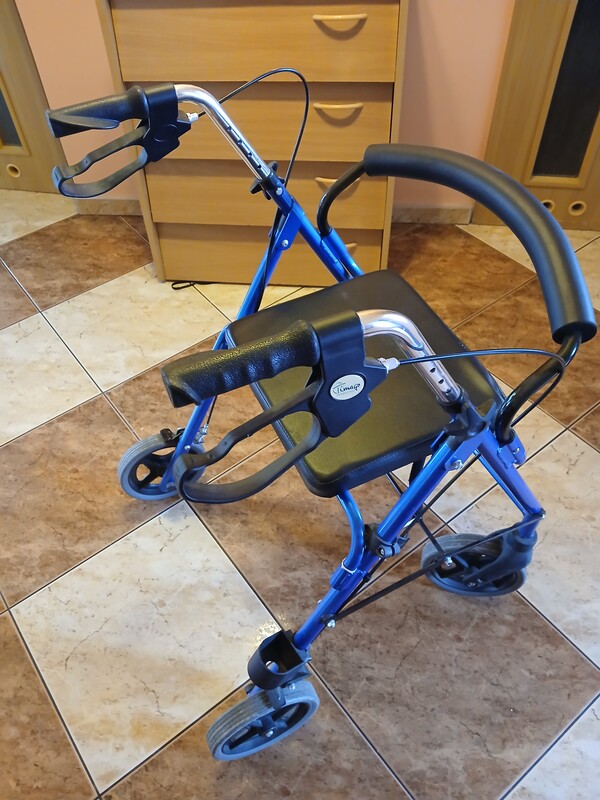 Elbląg Podpórka aluminiowa rehabilitacyjna (chodzik) firmy Timago, model TGR-R RA 882.Urządzenie ma certyfikat CE.