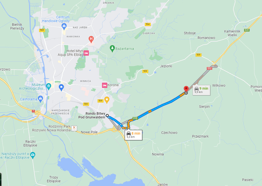 Elbląg Duża działka 3000 m2- blisko Elbląga- dojazd asfaltowy- Wysoczyzna Elbląska- w sąsiedztwie zabudowa