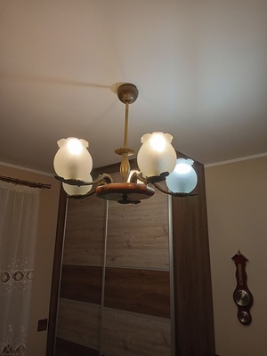 Elbląg Sprzedam przedwojenny żyrandol z kloszami jak na zdjęciu. Żyrandol w bardzo dobrym stanie-pokoleniowy.