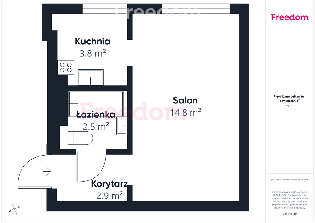 Elbląg FREEDOM NIERUCHOMOŚCISprzedam mieszkanie - Elbląg, Adama Mickiewicza. Na sprzedaż kawalerka położona na