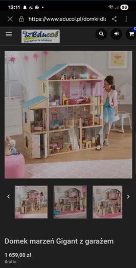 Elbląg Domek dla lalek dużyWymiary 130,51 x 32,99 x 129,49 cm, dużo mebeli oryginalnych w zestawie. na terenie