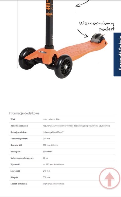 Elbląg Sprzedam używaną Hulajnogę szwajcarskiej firmy Micro Maxi w dobrym + stanie. Wszystko działa bez zarzutu.