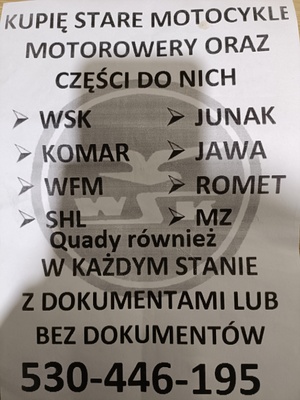 Elbląg Kupię stare Motorowery PRL, Motorynka Komar Romet Simson WSK wfm i wiele innych kupię również części do nich
