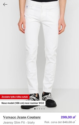 Elbląg Sprzedam nowe spodnie jeansowe białe Versace rozmiar W33,które okazały się dla mnie zbyt małe ( w