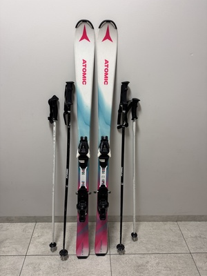 Elbląg Sprzedam narty dziewczęce, w bardzo dobrym stanie, używane przez moją córkę przez 3 sezony, Atomic Vantage Girl