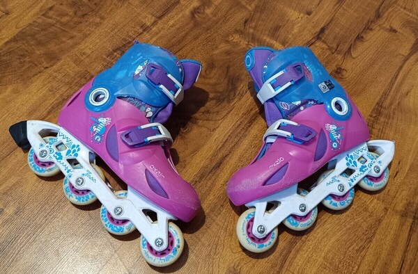 Elbląg Rolki dziewczęce Decathlon OXELO rozmiar 34-36,z regulacją. Wszystkie zapięcia sprawne, wygodne zapinanie,