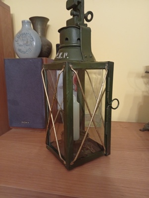 Elbląg Sprzedam  lampę PKP wojskową stan idealny oryginalny lakier lampa na świeczkę używana do wagonów towarowych