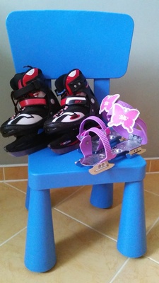 Elbląg Sprzedam łyżwy dziecięce
obie pary za 40 zł 
oraz krzesełko za 20 zł