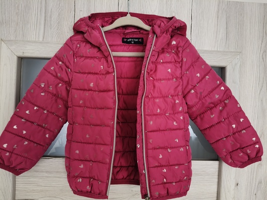 Elbląg Sprzedam kurteczkę, ciemny róż w srebrne serduszka, roz.92