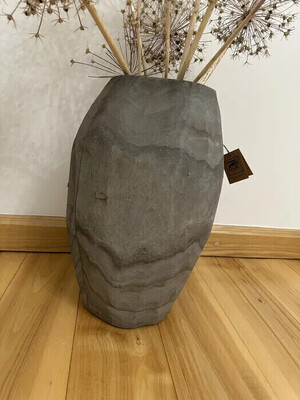 Elbląg Nowy szary wazon drewno paulowania 99zł, nowa makrama wełniana 99zł