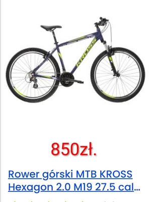 Elbląg Rower Kross 27,5' * trzeci sezon, mało używany ! Stoi od roku bo mieszkam za granicą, będąc przelotem