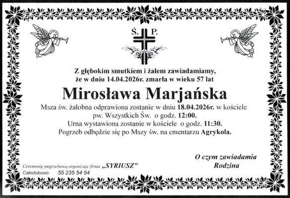 Elbląg Z głębokim żalem przyjęliśmy wiadomość o śmierci Mirosławy Marjańskiej, &nbsp; wieloletniej wicedyrektor ECUS w