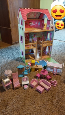 Elbląg Sprzedam drewniany, duży domek XXL wraz z akcesoriami. Stan bardzo dobry.