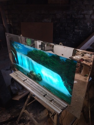 Elbląg Sprzedam obraz podświetlany z funkcją szumu wodospadu 98cm x 48 cm. .Sprawny.