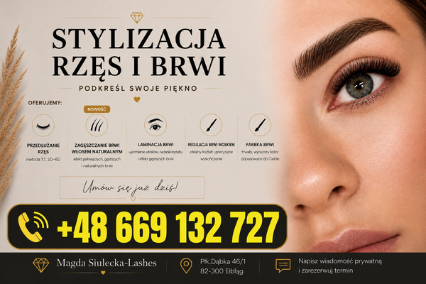 Elbląg 💎 Przedłużanie rzęs 1:1/2D– 6D + Zagęszczanie brwi włosem naturalnym – Magda