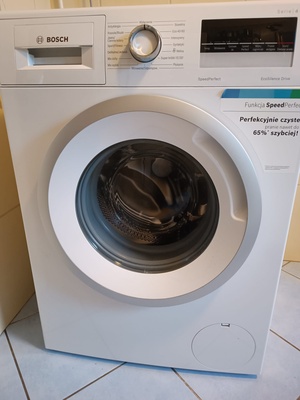 Elbląg Pralka Bosch na gwarancji, stan bardzo dobry, mało używana ( 2 dorosłe osoby) 8 kg, 1400 obrotów. Odbiór