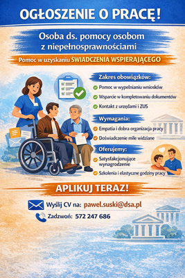 Elbląg Osoba&nbsp; ds. pomocy osobom&nbsp; z niepełnosprawnościami&nbsp; 🔹 Zakres obowiązków:Udzielanie