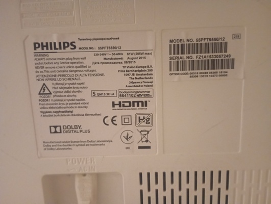 Elbląg Oddam telewizo 55cali 
Model: Philips 55PFT6550/12
Uszkodzona matryca, może być na części lub może ktoś sobie