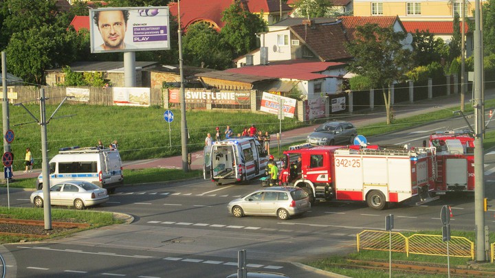 Potrącenie rowerzysty: skrzyżowanie ul. Niepodległości - płk. Dąbka