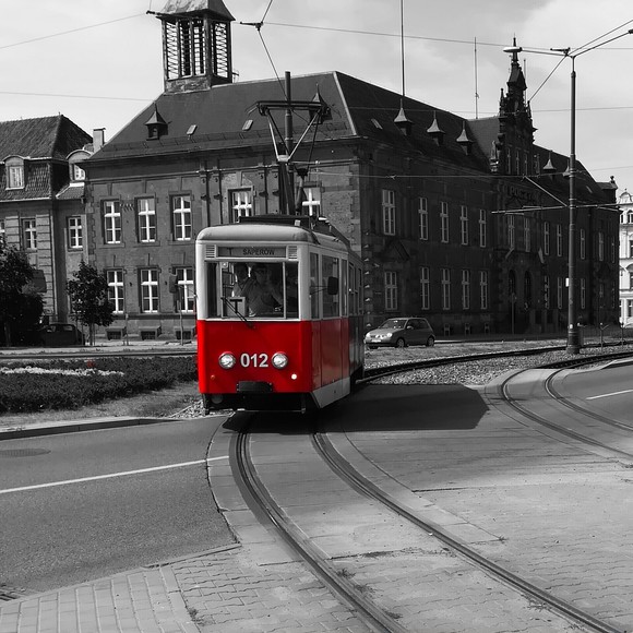 Zabytkowy Tramwaj Konstal 5N na Placu Słowiańskim