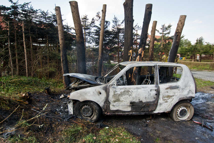 Elbląg Pożar fiata na ul. Wierzbowej