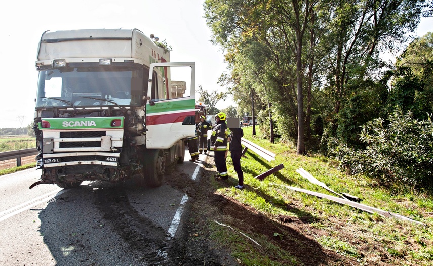 Ciężarówka przebiła bariery ochronne na dk 22 zdjęcie nr 246463