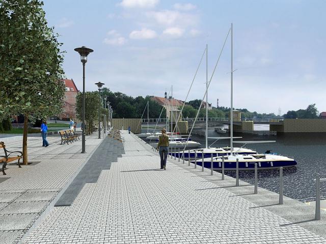 Elbląg Wizualizacje kładek przez rzekę Elbląg