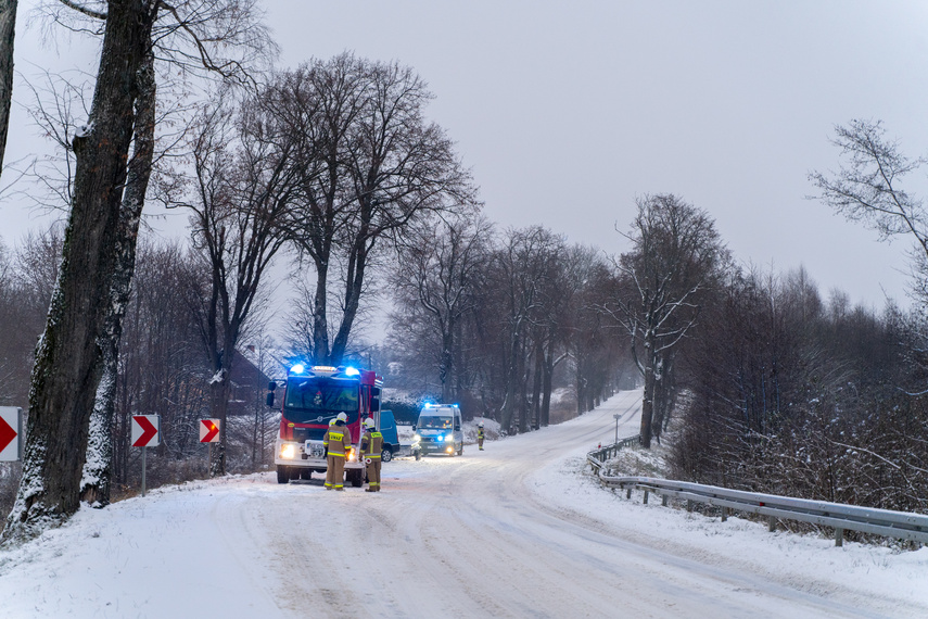 Elbląg Uwaga ślisko! Uderzył w drzewo na drodze nr 504