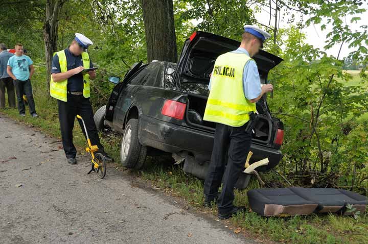 Wypadek w Milejewie. Audi uderzyło w drzewo zdjęcie nr 37821