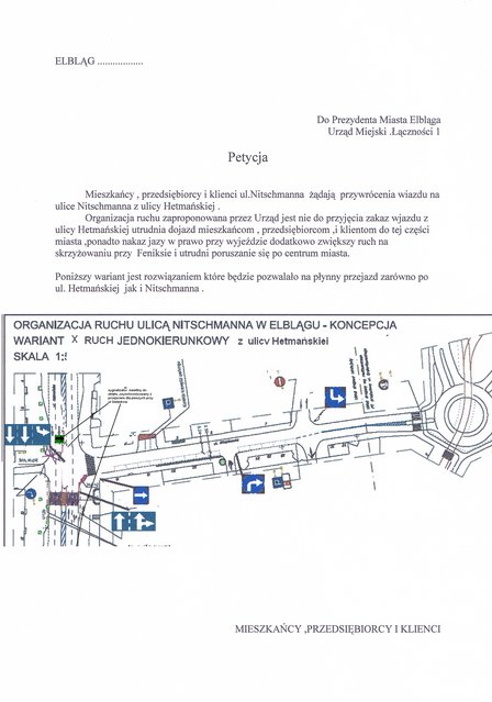 Propozycja mieszkańców – ruch jednokierunkowy z ul. Hetmańskiej.