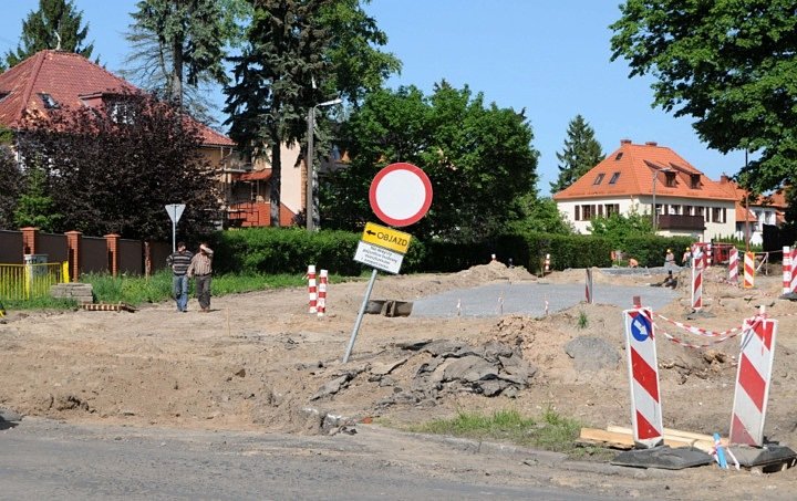 Elbląg Zamknięte skrzyżowanie Kościuszki-Chrobrego