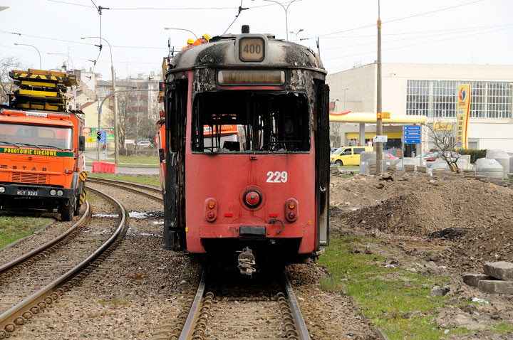 Elbląg Na Robotniczej spłonął tramwaj