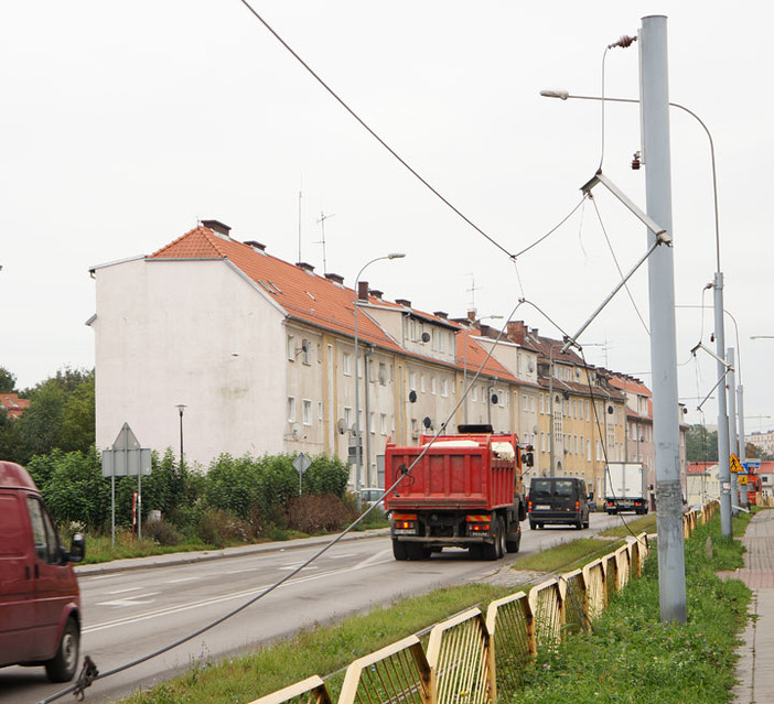 Elbląg Wywrotka zerwała trakcję tramwajową