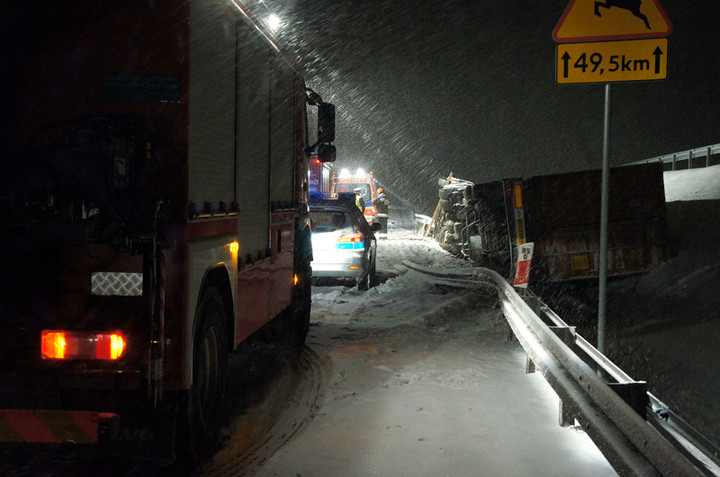 Ciężarówka w rowie na S7 zdjęcie nr 66236