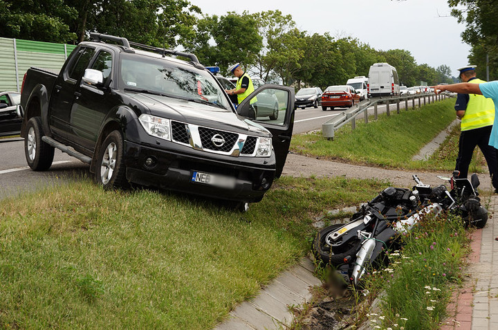 Elbląg Wypadek w Kazimierzowie: ranny motocyklista w szpitalu
