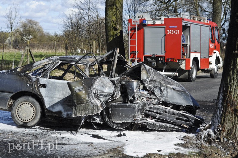  Mazdą uderzył w drzewo. Auto spłonęło zdjęcie nr 104615