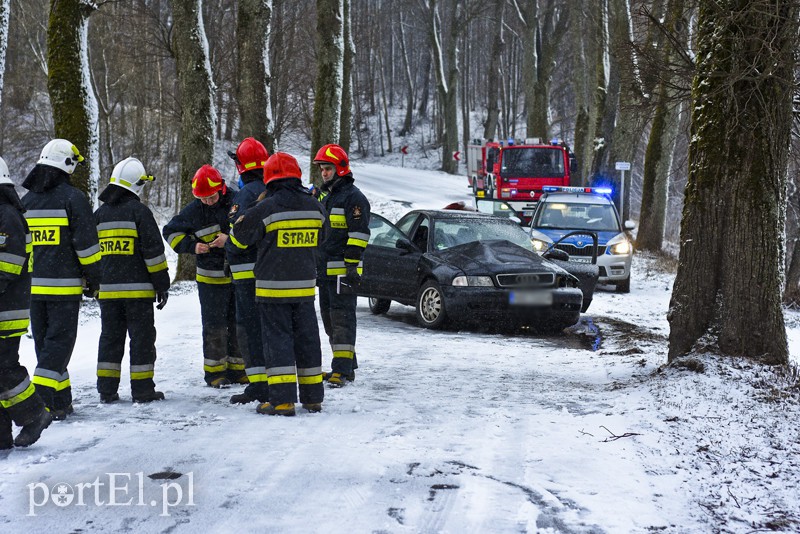 Ślisko na drogach, kobieta uderzyła w drzewo zdjęcie nr 171828