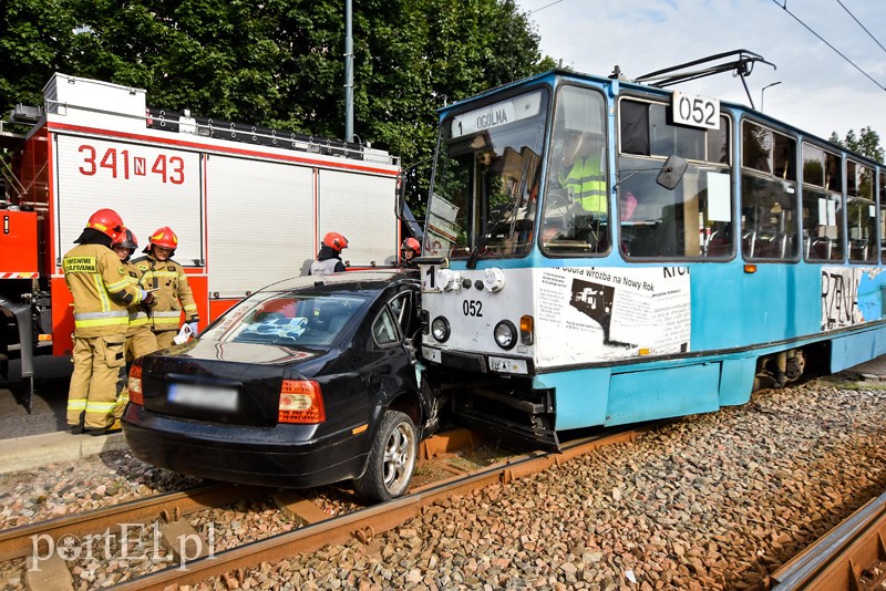 Elbląg Zderzenie volkswagena z tramwajem